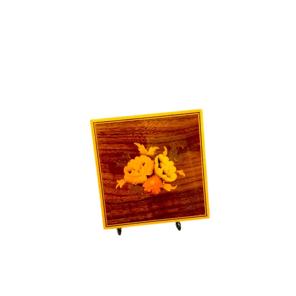 Brown and Yellow Floral Wooden Decor Accent box